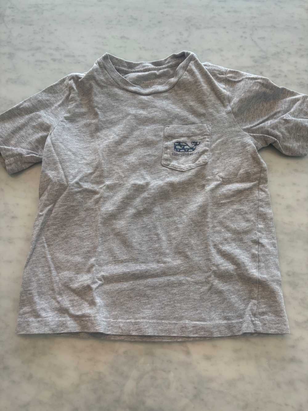 Vineyard Vines Kids Light Gray Pocket Tee with Whale Logo